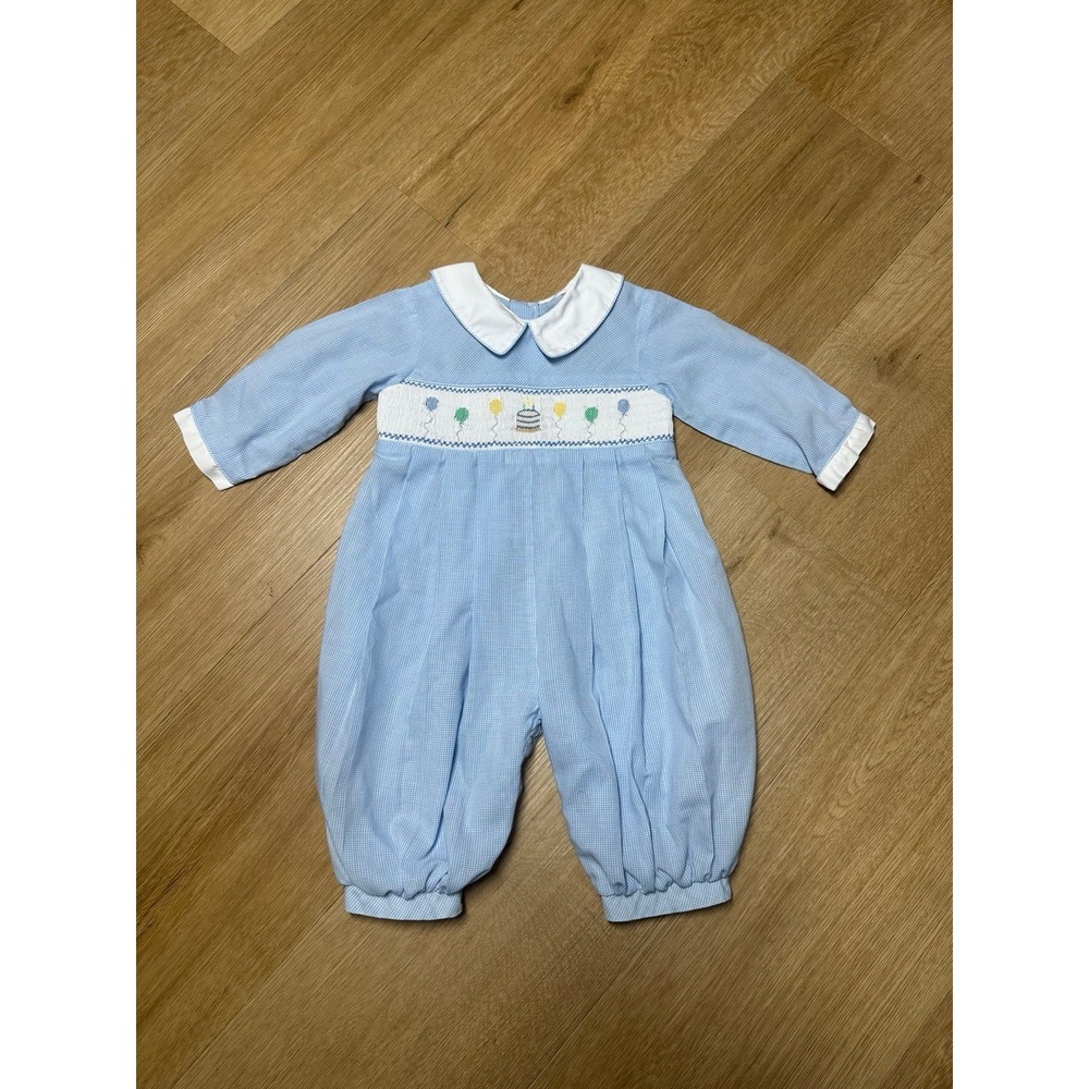 Boy Birthday Smocked Romper
